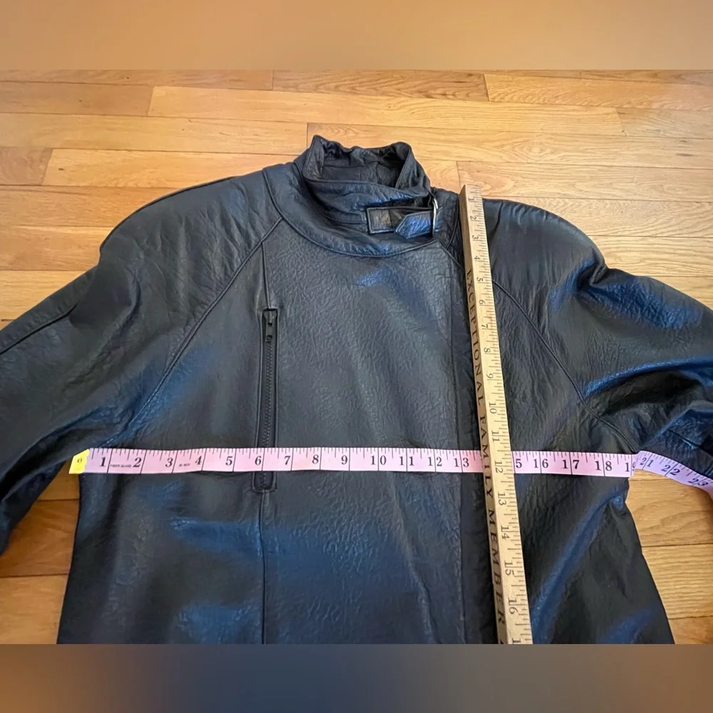 VTG Wilson Leather BLACK moto Jacket side zip baddie grunge moto anime goth S - Picture 8 of 9